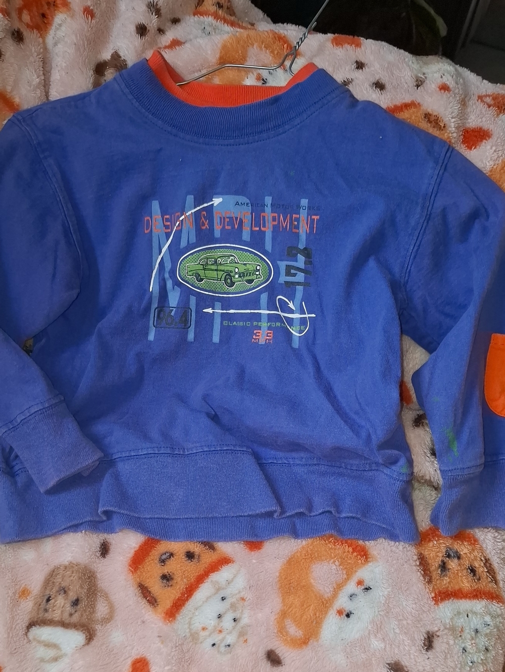 Buster Brown Blue Pullover Sweatshirt with Orange Trim